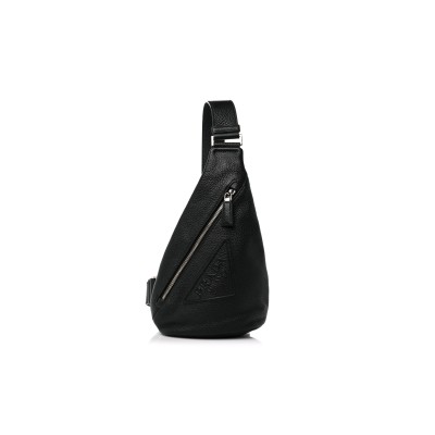 PRADA VITELLO DAINO LOGO EMBOSSED CROSS SLING BACKPACK BLACK 2VZ092 (43*27*10cm) 
